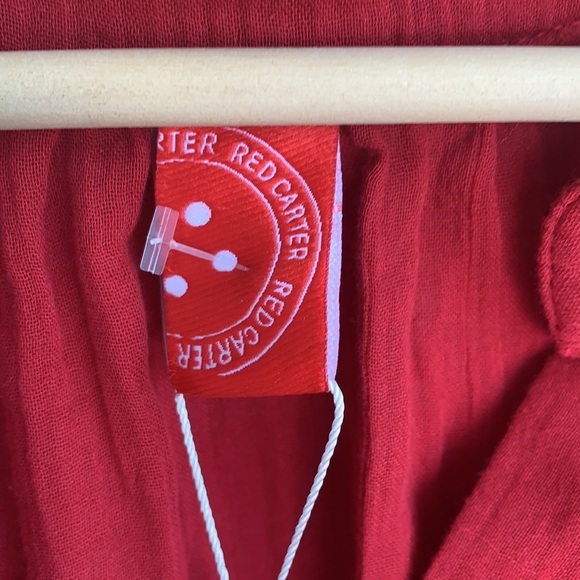 Red Carter Cotton Gauzy Popover Tunic Red Cover Up XS - Picture 7 of 10